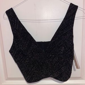BNWT AQUA Black & Silver Crop Top